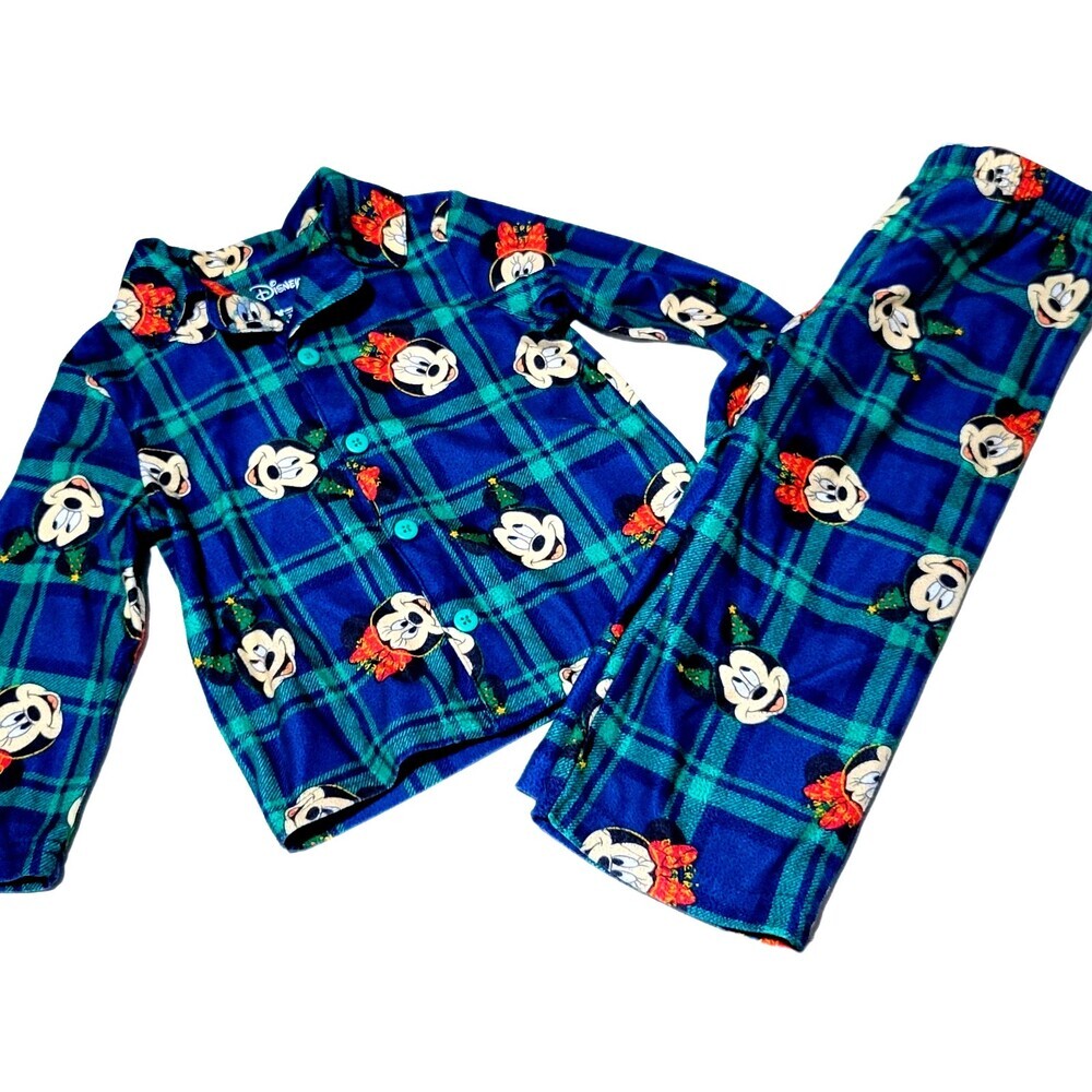 Disney Mickey & Minnie Plaid Flannel Pajamas Size 4